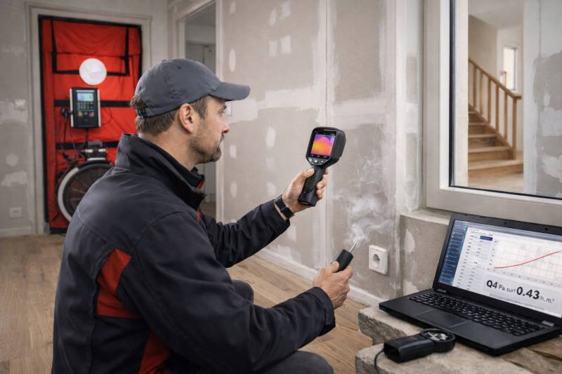 Étude d’étanchéité à l’air des murs à Lyon 